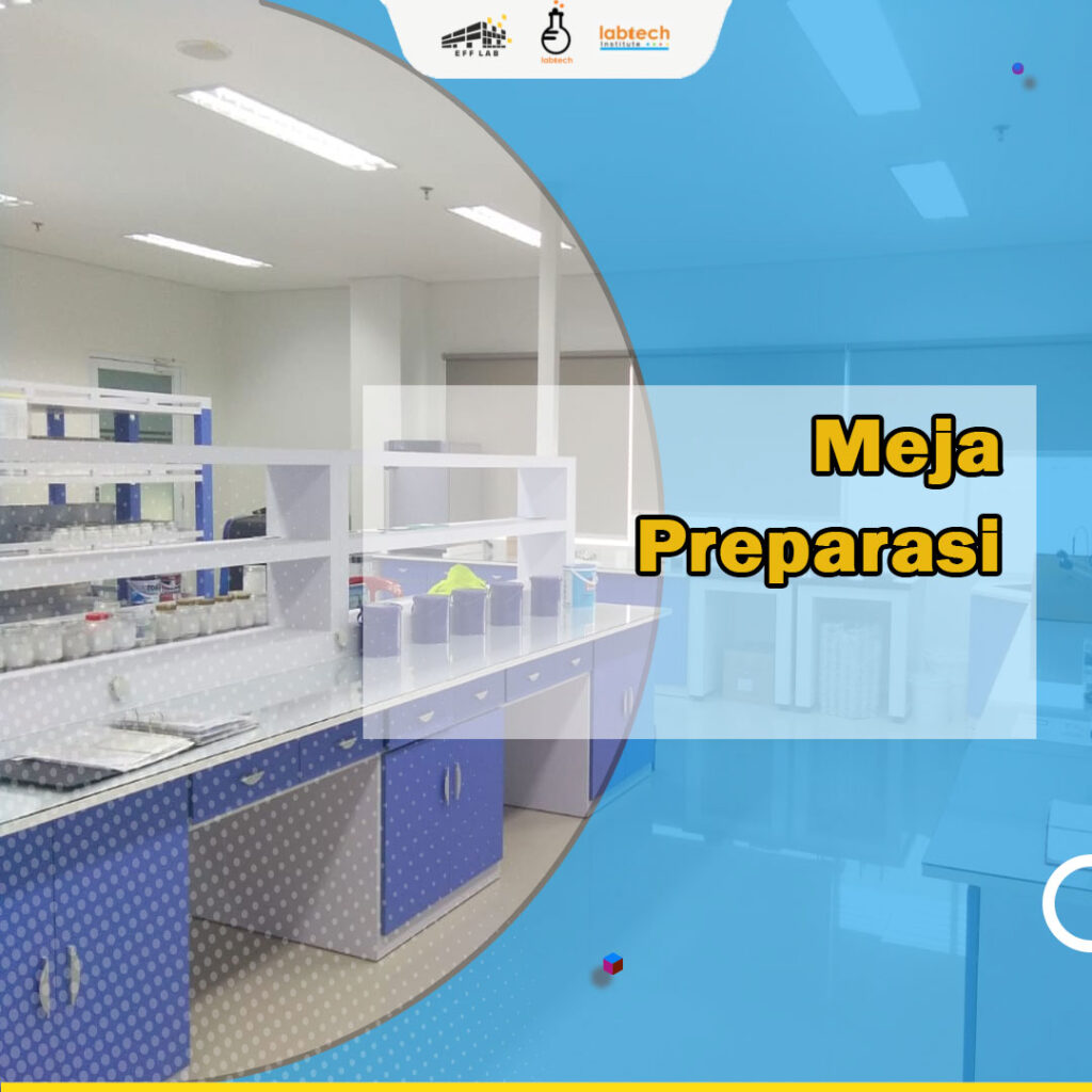 meja preparasi stainless steel untuk laboratorium kimia