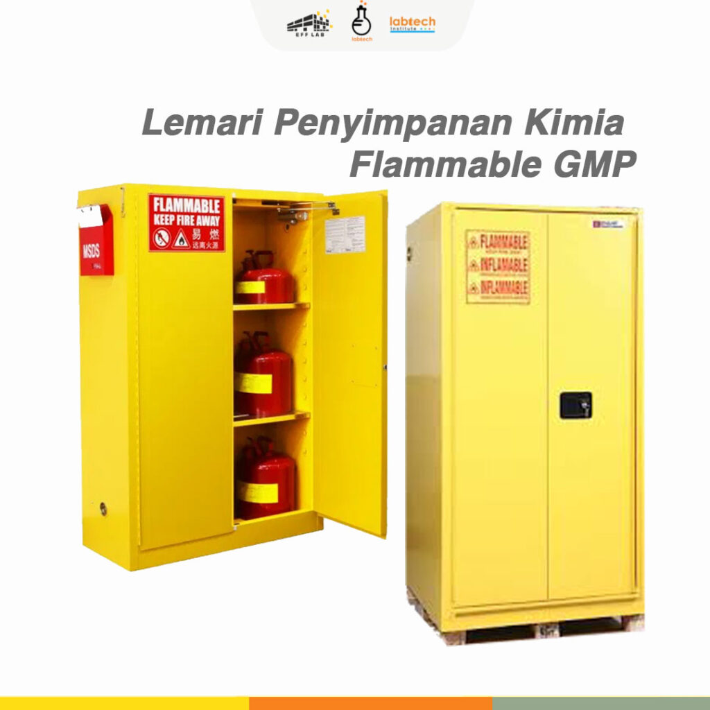 Lemari penyimpanan kimia flammable standar GMP stainless steel