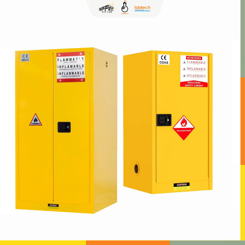 Lemari penyimpanan kimia flammable standar GMP