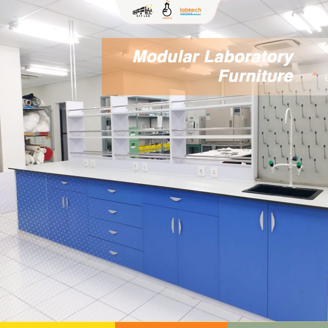 Instalasi modular laboratory furniture tipe island bench material phenolic resin