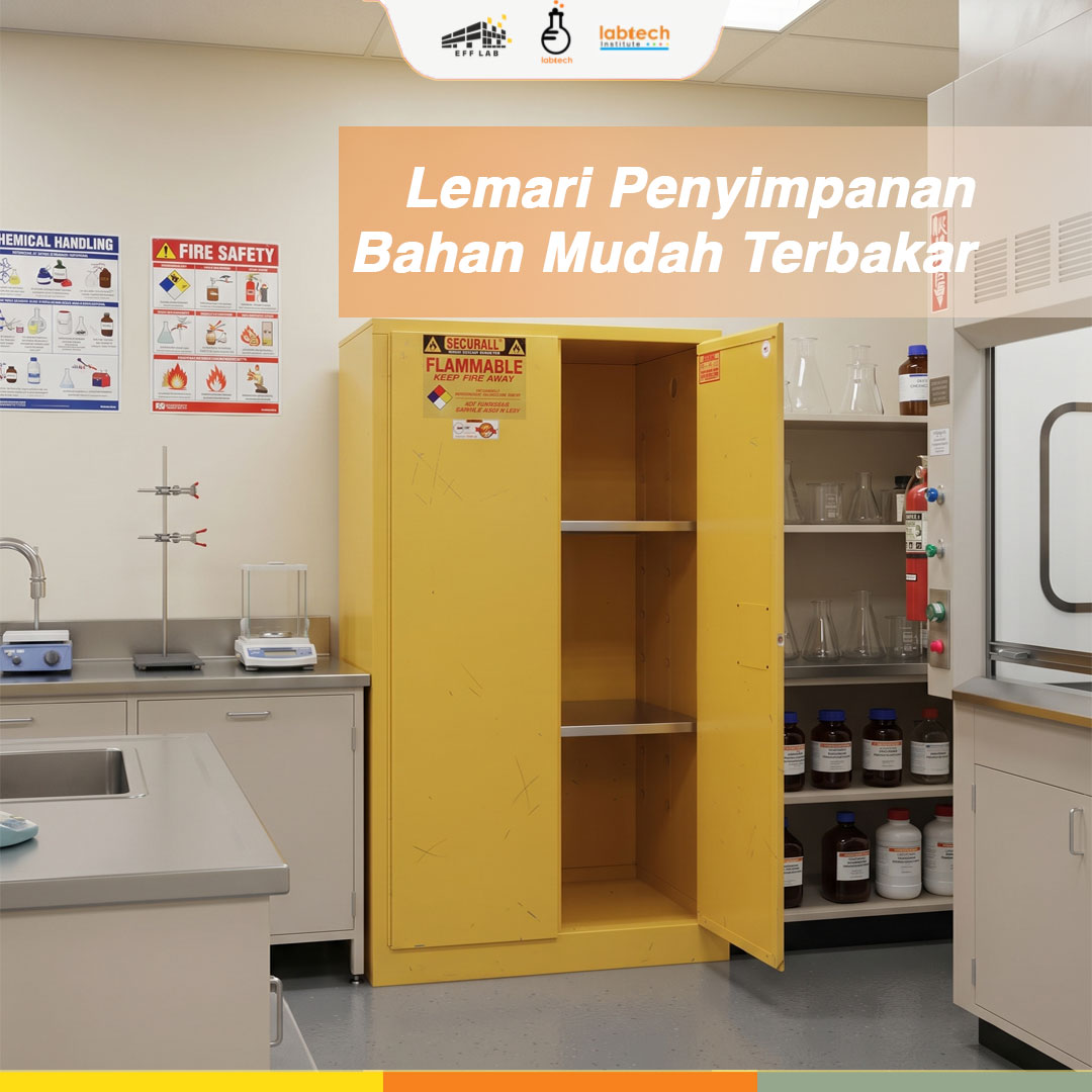 Lemari penyimpanan bahan mudah terbakar (flammable safety cabinet) warna kuning standar OSHA